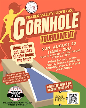 Cornhole Tourney at FVC - August 23, 2026 | The Fraser Valley Cider Company