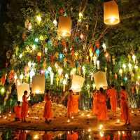 Thousands of floating lights at Loy Krathong
