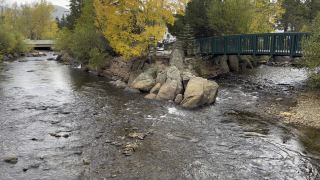 Beautiful stream runs through the city 