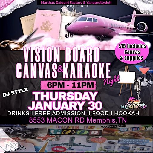 Vision Board Canvas & Karaoke Night | Martha's Daiquiri Factory