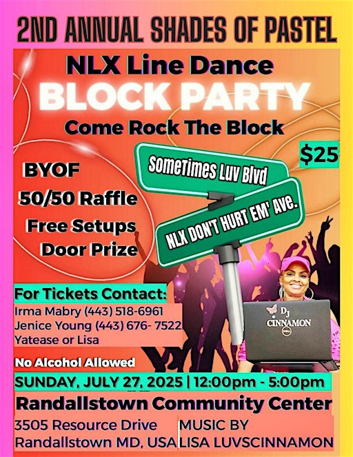 NLX LINE DANCE BLOCK PARTY-2nd ANNUAL SHADES OF PASTEL | Randallstown Community Center