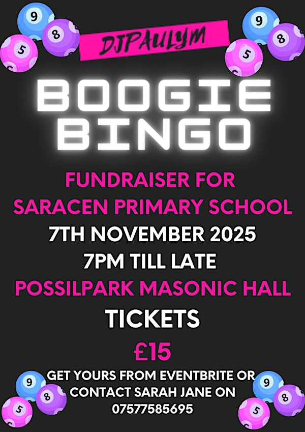 Boogie Bingo Fundraiser for Saracen Primary School | Possilpark Masonic Club
