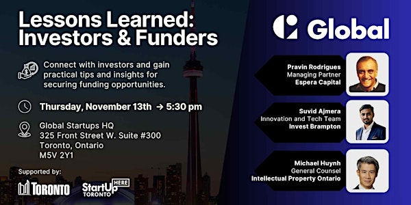 Lessons Learned | Investors & Funders | Ontario Centre of Innovation Suite 300