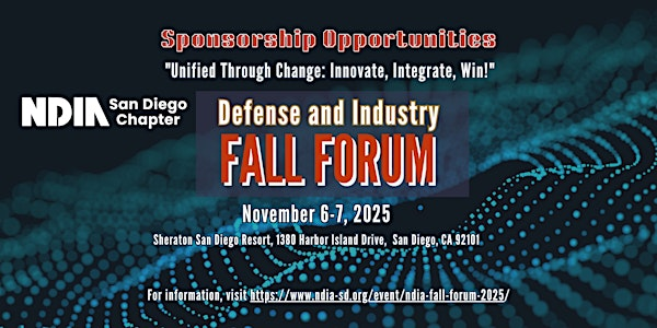 NDIA San Diego Defense & Industry Fall Forum 2025-SPONSORSHIP REGISTRATION | Sheraton San Diego Resort