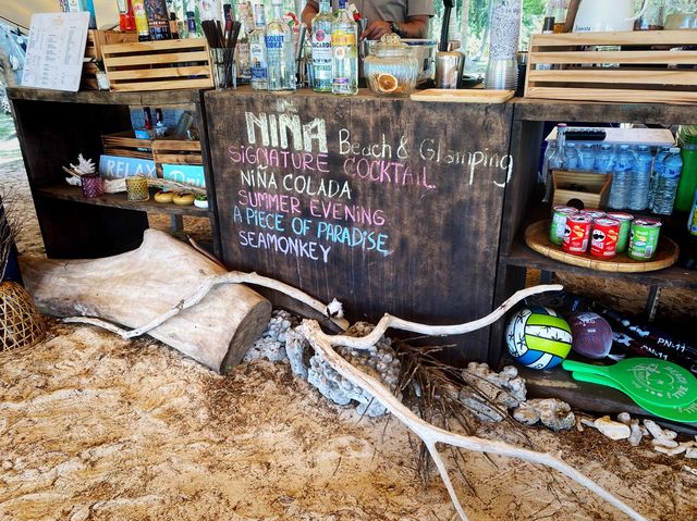 Lovely beach bar at Nina beach camp