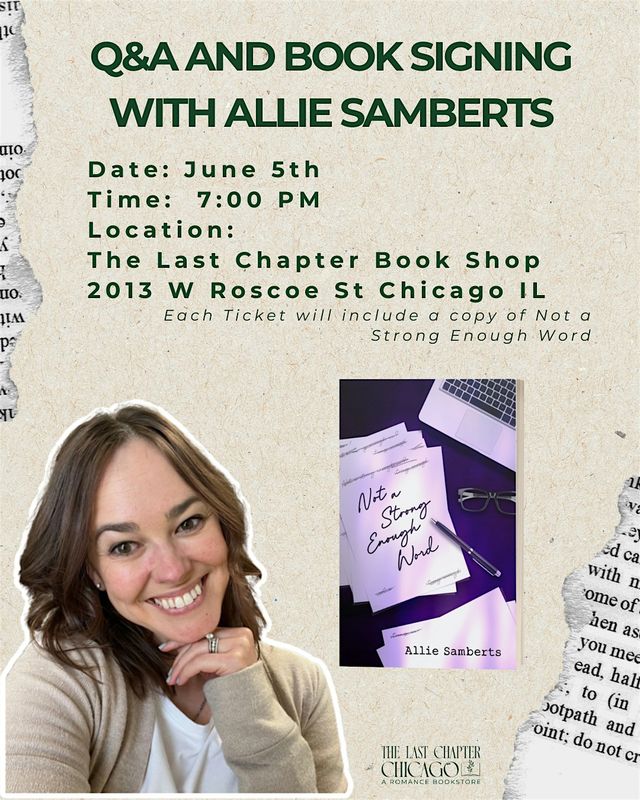 Q&A and Book Signing with Allie Samberts | The Last Chapter Book Shop