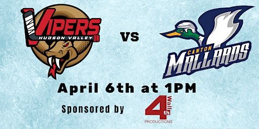 HUDSON VALLEY VIPERS vs CANTON MALLARDS | McCann Ice Arena, Civic Center Plaza, Poughkeepsie, NY, USA