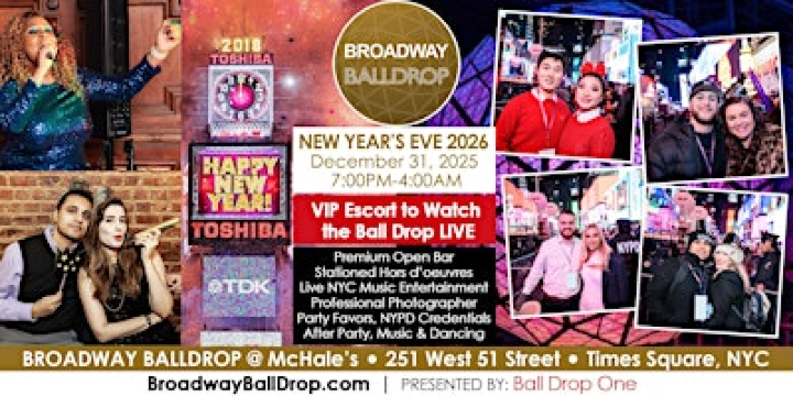 McHale's New Year's Eve 2026 - VIP Escort to LIVE Ball Drop View - Dec 31 | McHale's Times Square   |   DIRECT VIEWS OF THE BALL DROP