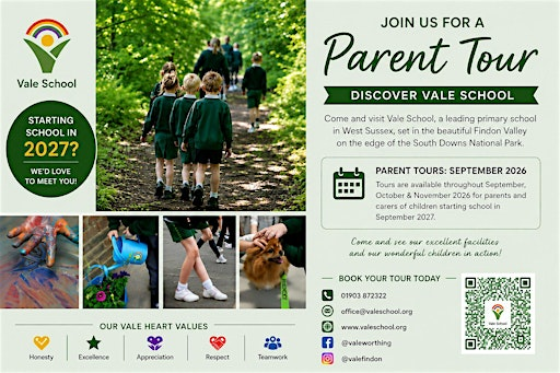 School Tours for Children starting school in September 2027 | Vale School
