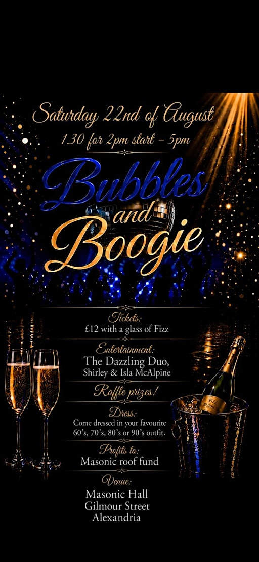 Bubbles and Boogie | Bonhill & Alexandria Masonic Lodge