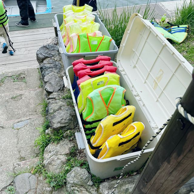 【京都】嵐山　手漕ぎ❣️青いボート✨