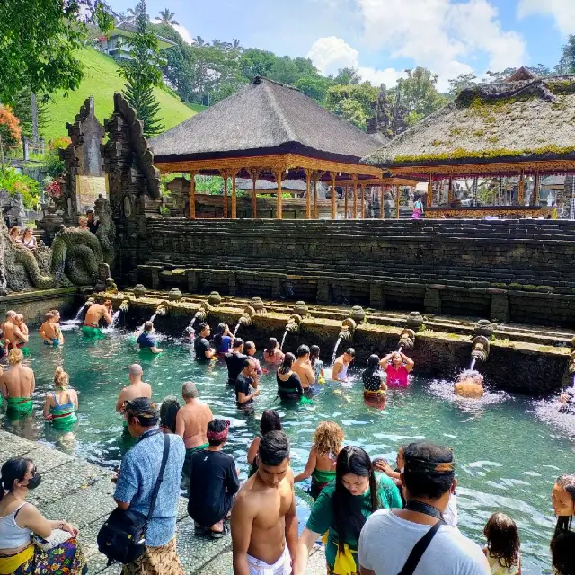 峇里島聖水淋滿全身祈求大富大貴身體平安的寺廟！