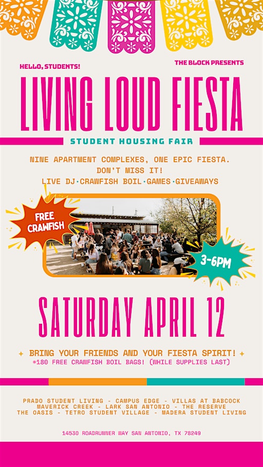 Living Loud Fiesta: Student Housing Fair! | The Block SA