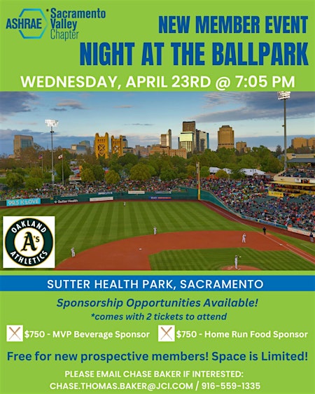 ASHRAE Sacramento New Member Event - Suite at A's Game | Sutter Health Park