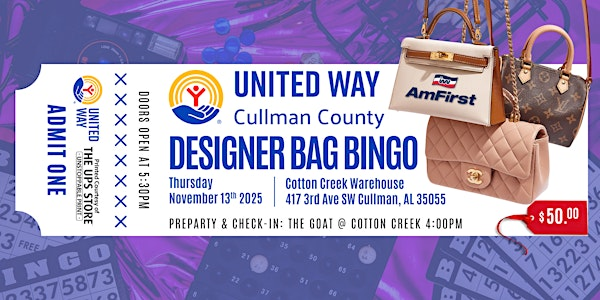 Designer Bag Bingo 2025 – United Way of Cullman County | Cotton Creek Cullman