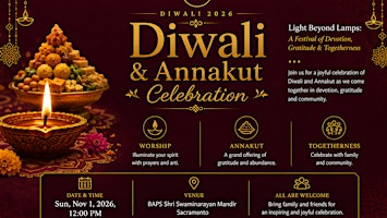 Diwali & Annakut Celebration 2026, Sacramento | BAPS Shri Swaminarayan Mandir