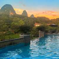 Outdoor pool and Cafe at Bamboo Leaf Hotel