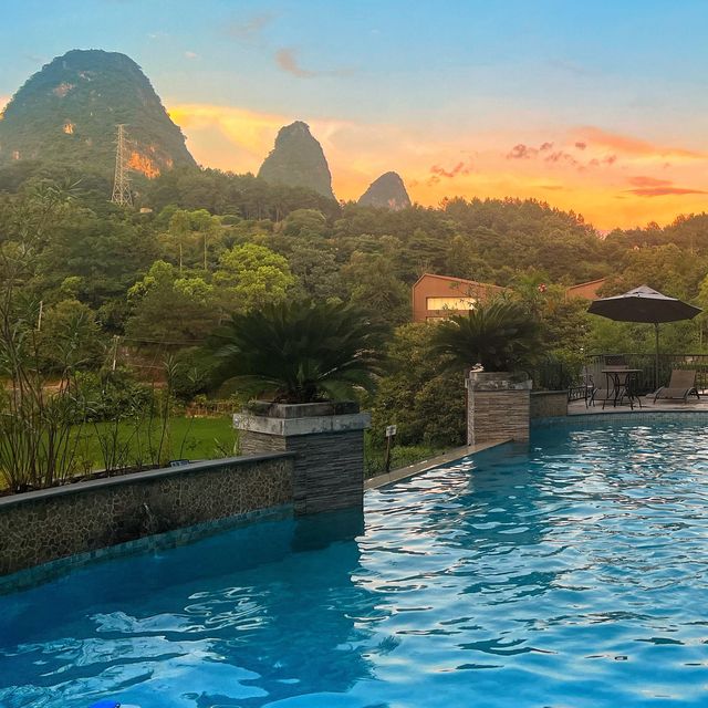 Outdoor pool and Cafe at Bamboo Leaf Hotel