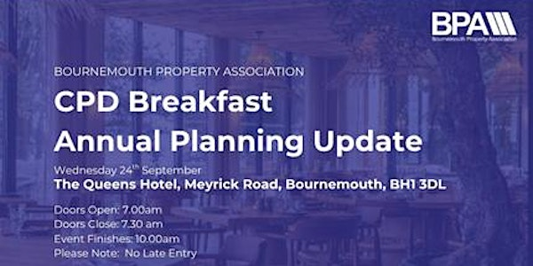 CPD Breakfast: Planning Update | The Queens Hotel