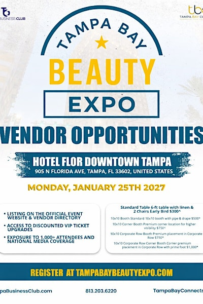 TAMPA BAY BEAUTY EXPO 2027 | Hotel Flor Tampa Downtown, Tapestry Collection by Hilton