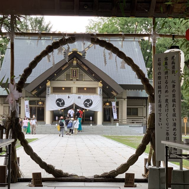 帯広神社夏詣　神秘的な緑の池と花手水🌺