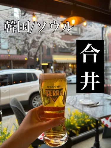 韓国/ソウル【合井】桜の木を眺めながらお食事ができるピザ屋さん🍕🌸