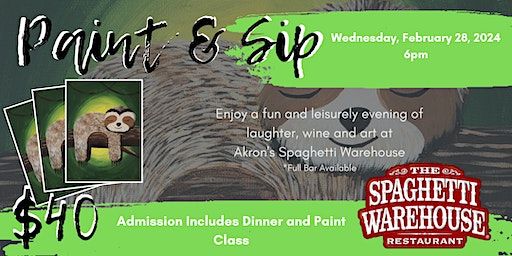 Sleeping Sloth Paint and Sip | Spaghetti Warehouse