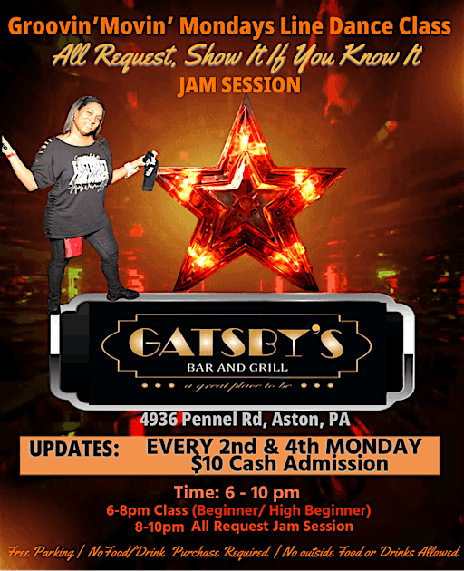 Groovin’ Movin’ Monday’s Line Dance Class & All Request Jam Session | Gatsby's Bar and Grill