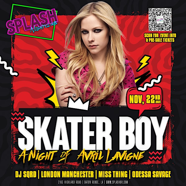 Skater Boy: A Night of Avril Lavigne | SPLASH NIGHTCLUB