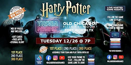 HARRY POTTER Trivia Night | Old Chicago - Fort Worth TX - TUE 12/26 at 7p! | Old Chicago Pizza + Taproom