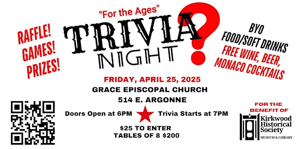 "For The Ages" Trivia Night  - Captains Buy Your Tables Now | Grace Episcopal Church, East Argonne Drive, Kirkwood, MO, USA