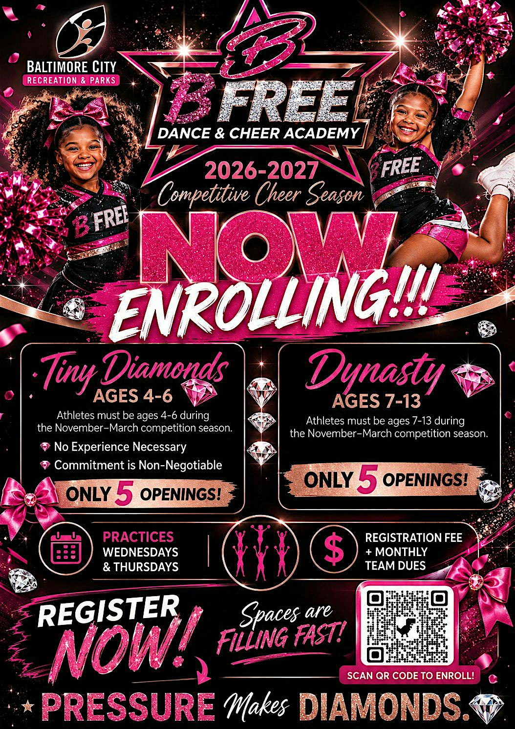 Now Enrolling! B Free Competitive Cheer 2026–2027 | Catonsville
