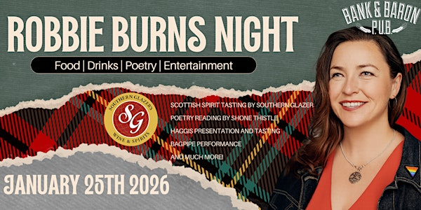 Burns Night Scottish Spirit Tasting, Poetry by Shone Thistle and Bagpipers | Bank & Baron P.U.B
