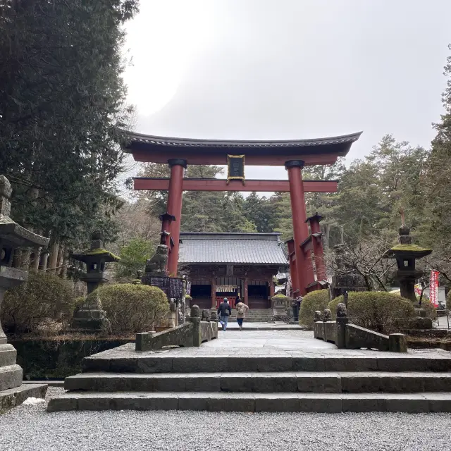 北口本宮冨士浅間神社の随神門と大鳥居