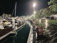 Romantic night stroll along Sentosa Cove
