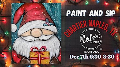 "Santa Gnomie" Paint and Sip with ColorHype TXK at Chartier Naples, TX | Chartier Wine and Coffee Bar