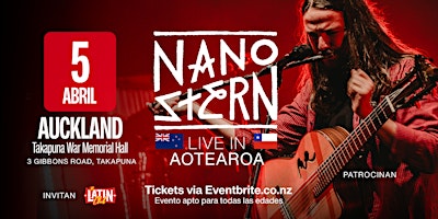Nano Stern (CHILE) Live in Auckland | April 5 at Takapuna War Memorial Hall | Takapuna War Memorial Hall
