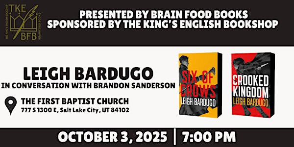 Leigh Bardugo x Brandon Sanderson | The First Baptist Church of Salt Lake City