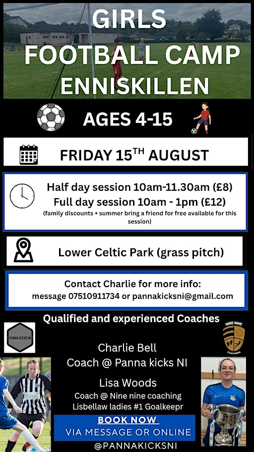 Girls summer football camp Enniskillen | Lower Celtic Park