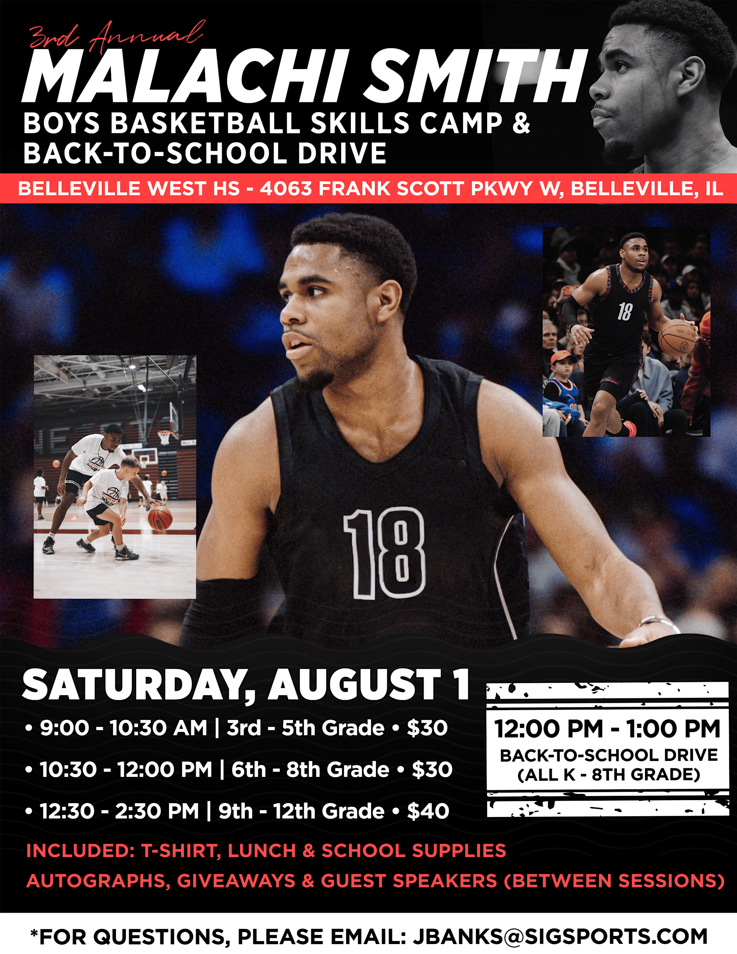 Malachi Smith 2026 Skills Camp & Back-To-School Drive | Belleville West High School