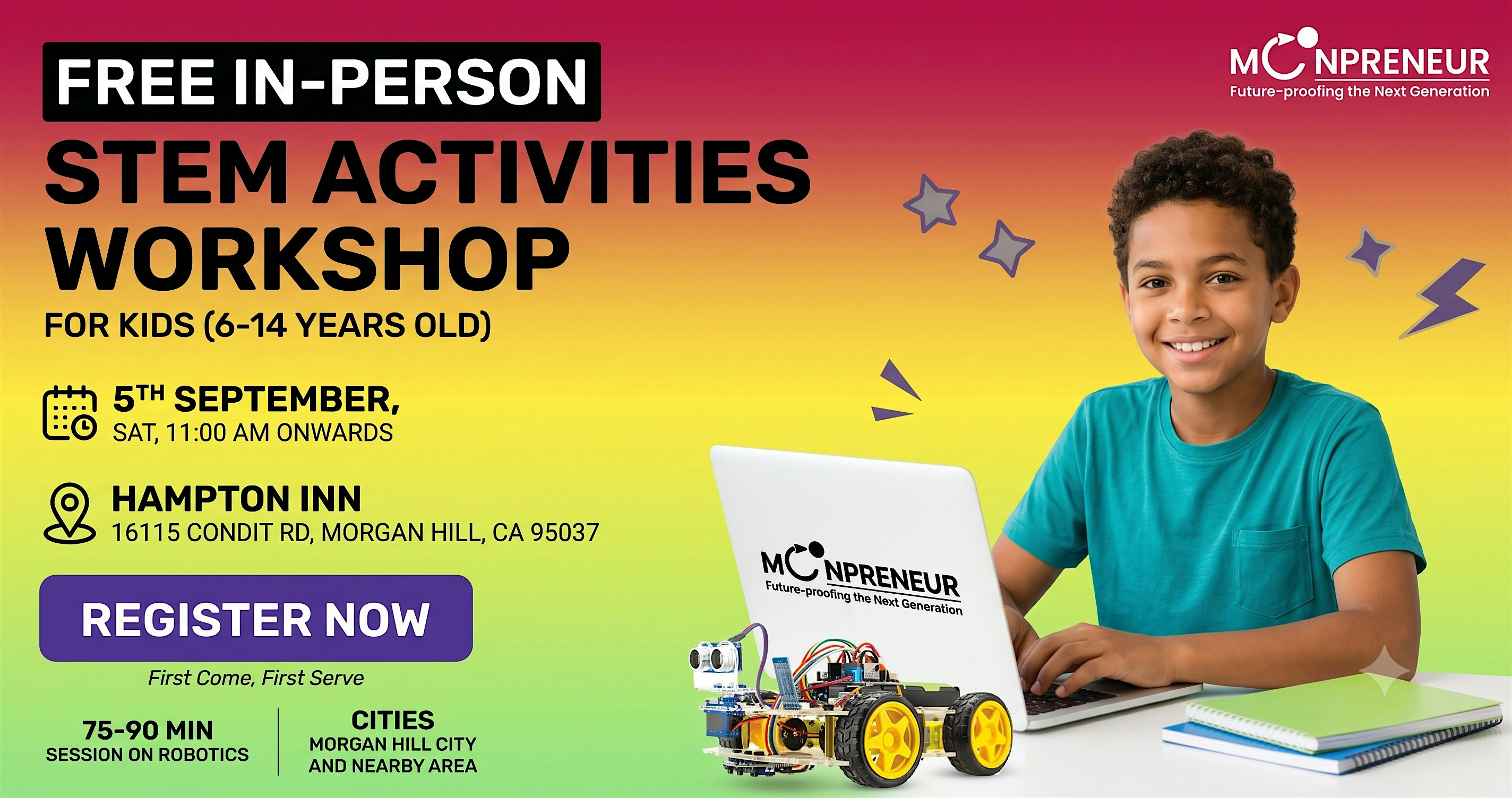 Free In-person STEM Activities for Kids in Morgan Hill, CA Ages 7-14 | Hampton Inn Morgan Hill