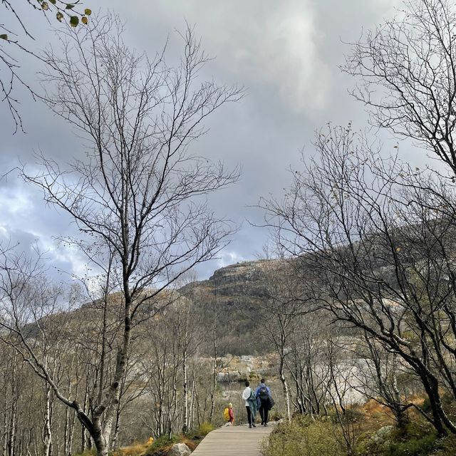 hiking to preikestolen