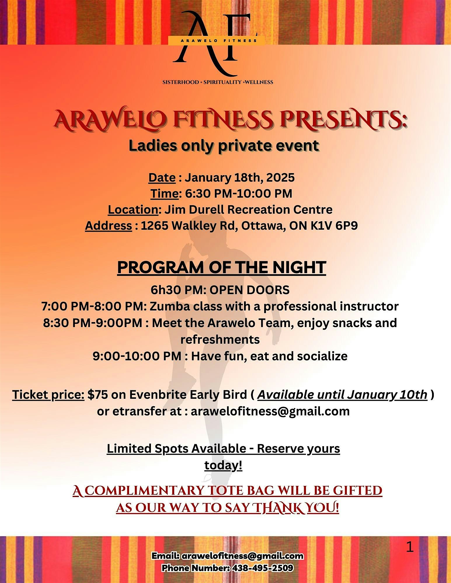 Arawelo Fitness Presents: Ladies-Only Private Fitness Event! | Jim Durrell Recreation Centre