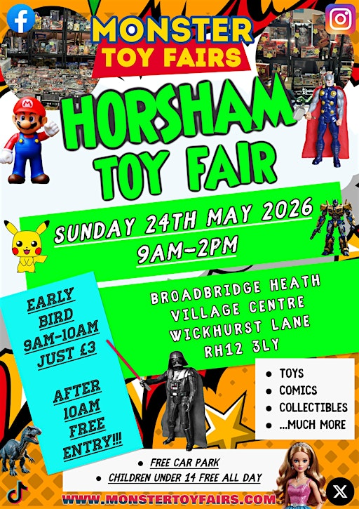 Horsham Toy and Comic Fair - Sunday 24th May 2026 | Broadbridge Heath Village Centre