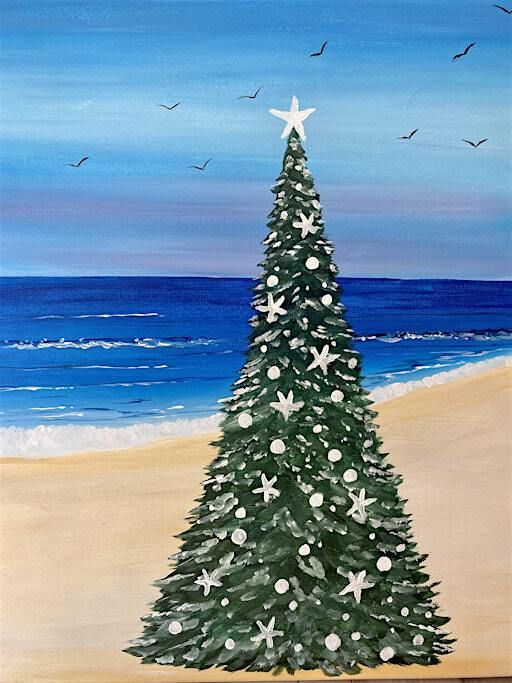Beachy Christmas Tree Paint and Sip! Christmas in California! | Mama Shelter Los Angeles Hollywood