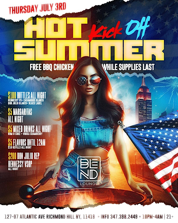 Free BBQ & $5 Drinks All Night July 3rd | BLEND LOUNGE