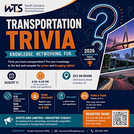 WTS South Carolina Transportation Trivia 2026 | Za's on Devine