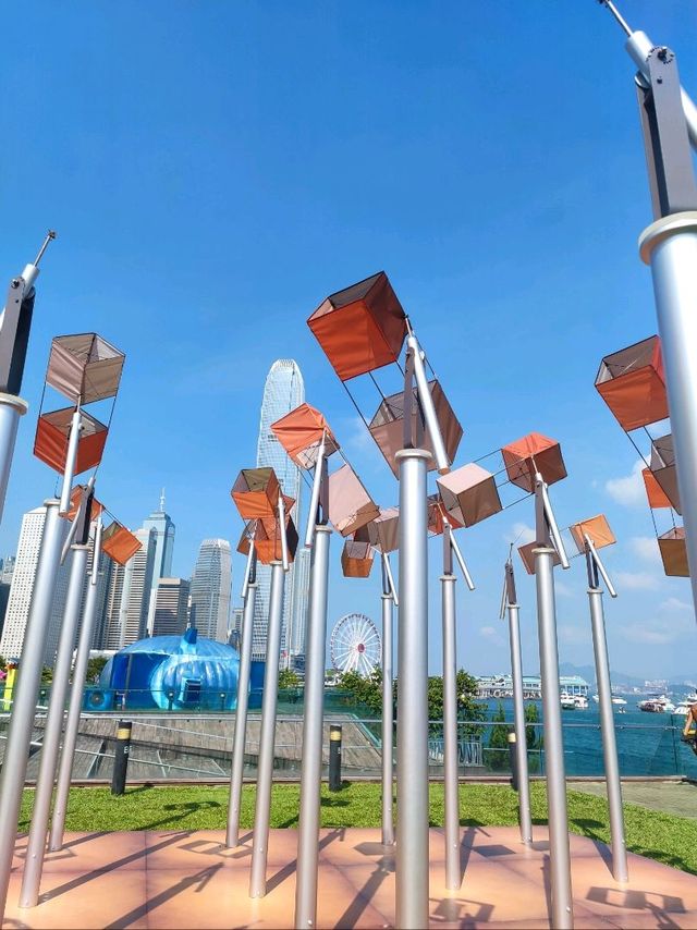 秋高氣爽慢遊中環碼頭海濱長廊
