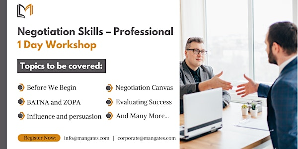Negotiation Skills - Professional 1 Day Training in Markham | For venue details  reach us at: info@mangates.com