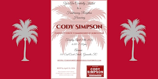 Cody for SC: Greenville Fundraising Reception | Avenue